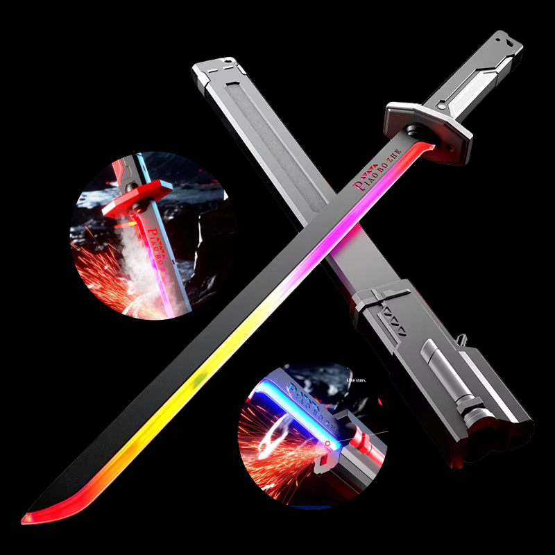 Spray lightsaber sword with sheath, rainbow LED blade