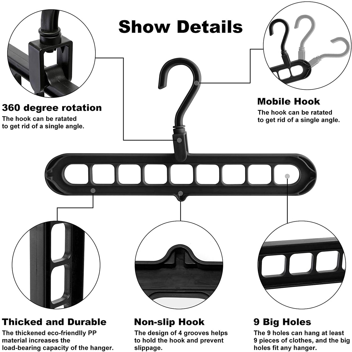 9 Hole Magic Rotating Hanger | Smart Cloth Organizer - Budget Mart