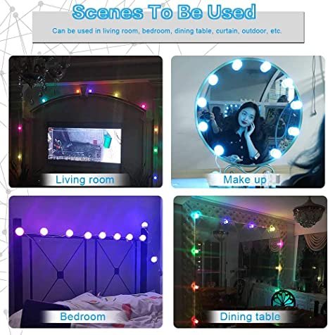 RGB - Colorful LED Mirror Lights Vanity (10 Bulbs). - Budget Mart