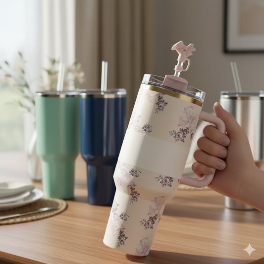 Stainless Steel Floral Design Tumbler