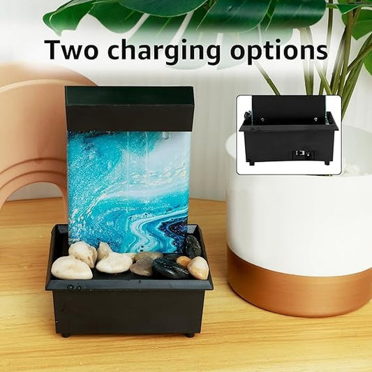 Tabletop Water Fountain with Light - Budget Mart