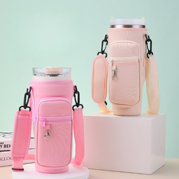 Water Bottle Carrier Bag with Zipper Pocket