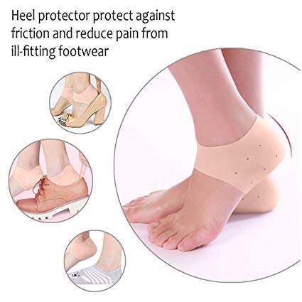 1 Pair Silicone Gel Heel Pad Socks for Pain Relief & Anti Crack Heel - Budget Mart