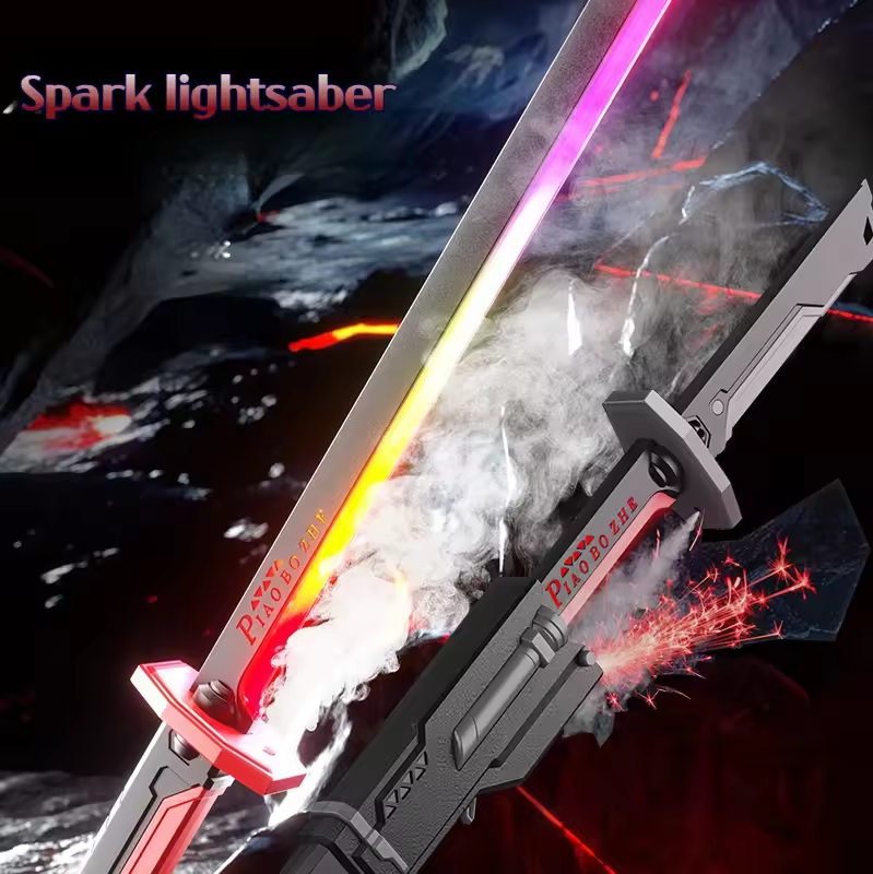 Spark lightsaber toy with smoke and colourful blade