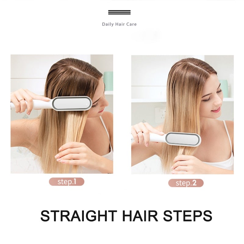 909 Hair Straightener - Ceramic Heated Hair Brush - Budget Mart