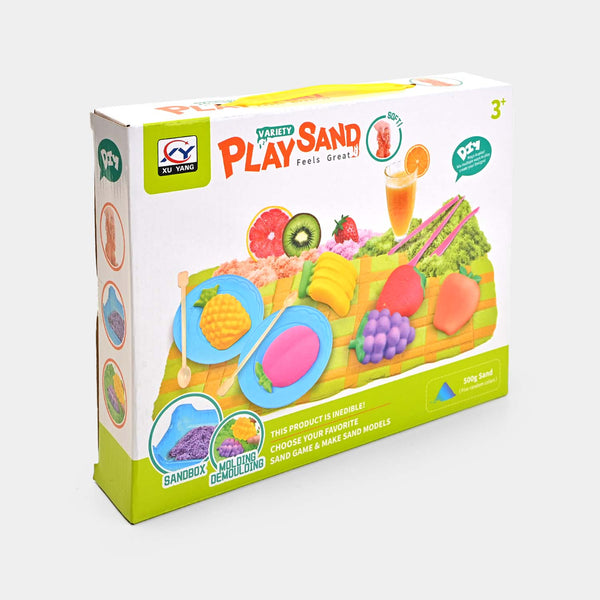 Fruit Play Sand Kit for Kids with Moulds, Plates and Tools
