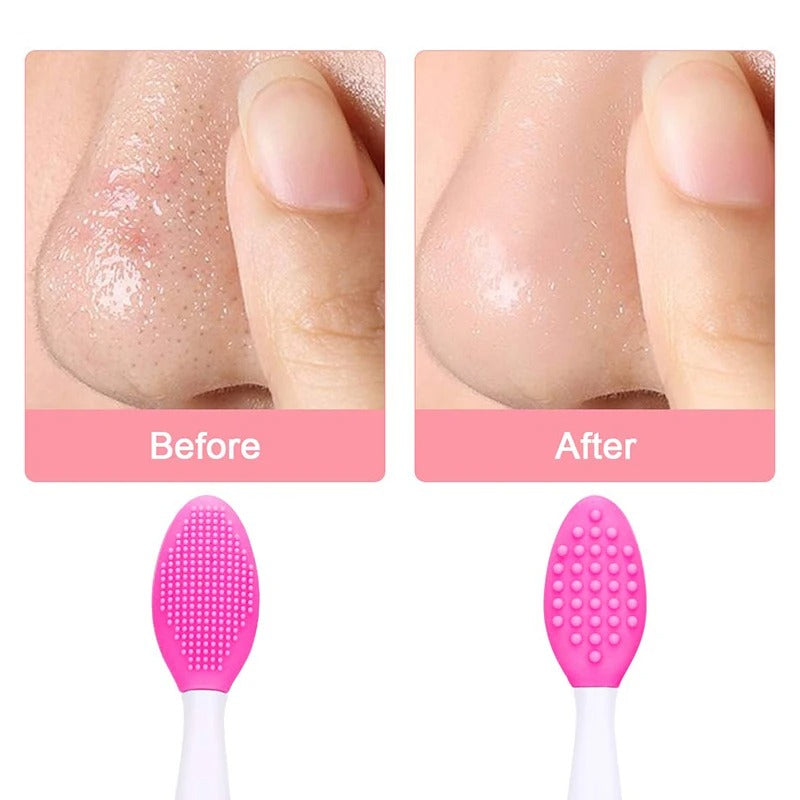 1pc Silicone Blackhead Remover Double Sided Lip Nose Scrubber Brush Tool