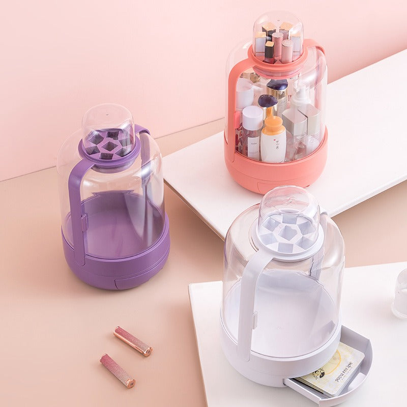2PCs Cosmetic Storage Box with LED Mirror - Budget Mart