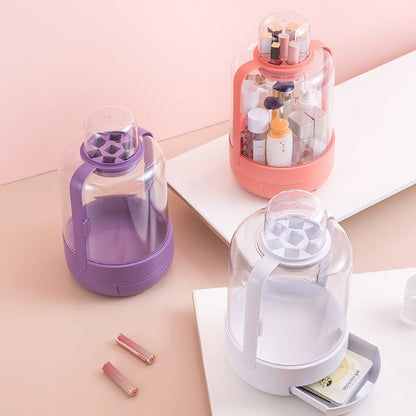 2PCs Cosmetic Storage Box with LED Mirror - Budget Mart