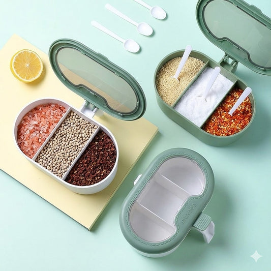 3 Compartment Gesture Design Spice Box - Budget Mart