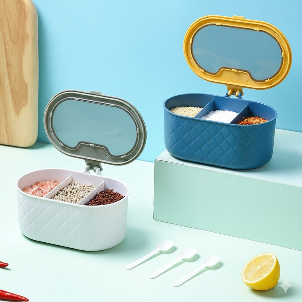 3 Compartment Gesture Design Spice Box - Budget Mart