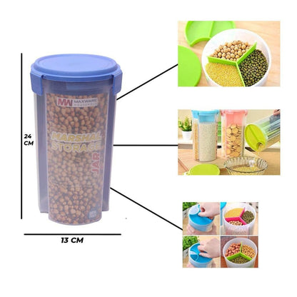 3 Portions Air Tight Storage Container for Multipurpose Use - Budget Mart