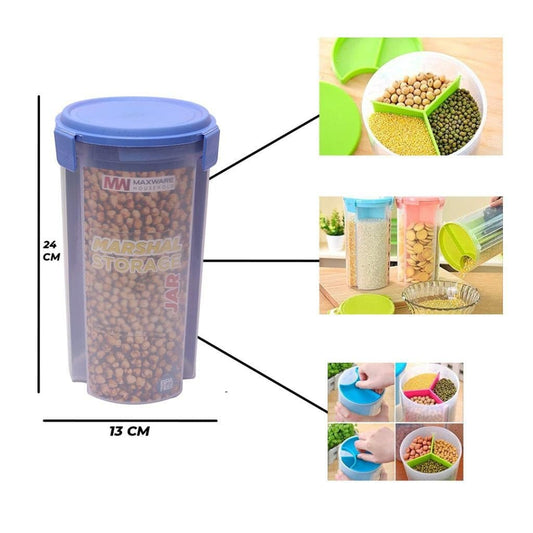 3 Portions Air Tight Storage Container for Multipurpose Use - Budget Mart