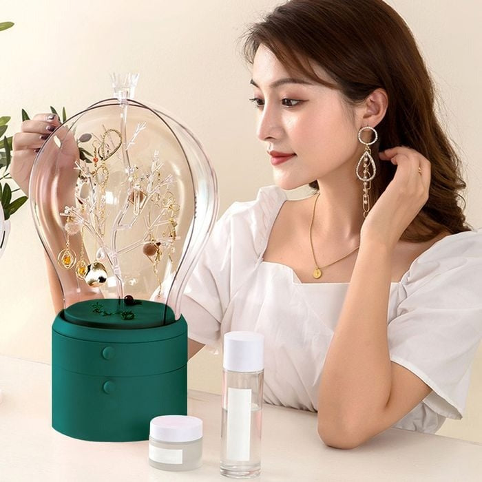 360 Rotating 2 Layer Jewelry & Cosmtic Organizer - Budget Mart