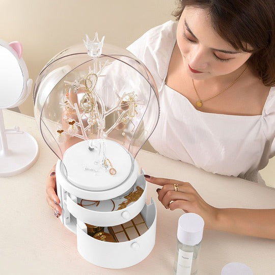 360 Rotating 2 Layer Jewelry & Cosmtic Organizer - Budget Mart