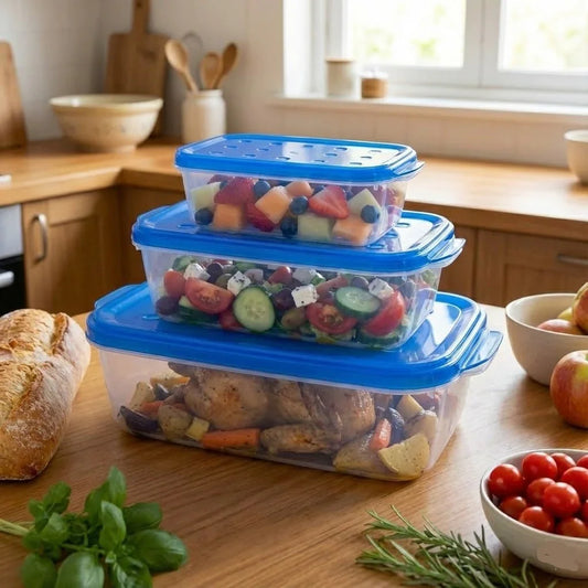 3PCs - Plastic Push-lock Food Storage Box - Budget Mart