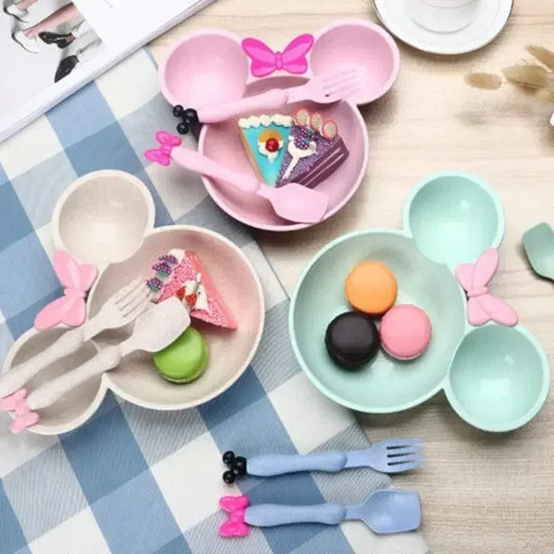 3PCs Wheat Straw Kids Dinner Set - Budget Mart