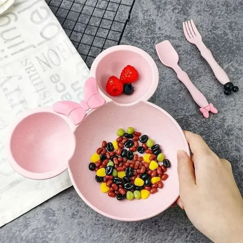 3PCs Wheat Straw Kids Dinner Set - Budget Mart