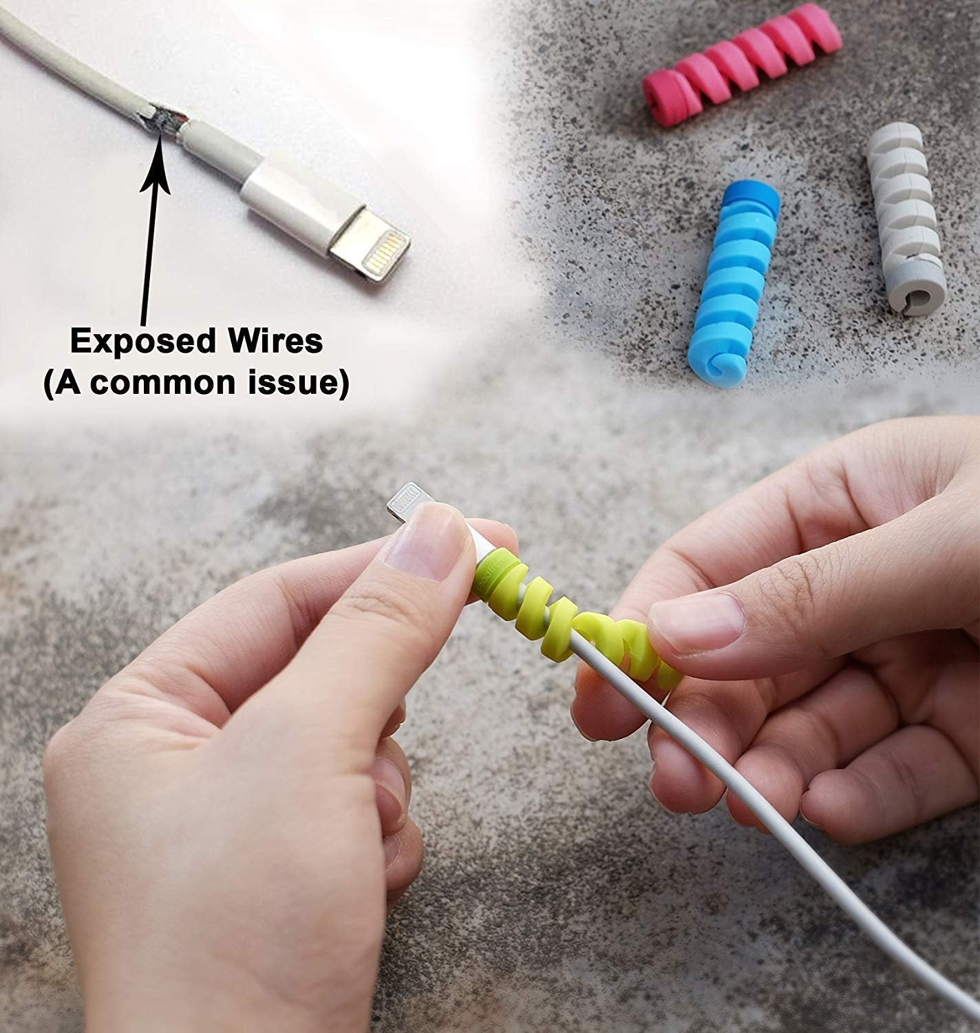 4 Pcs Pack Of Spiral Silicone Cable Protectors. - Budget Mart