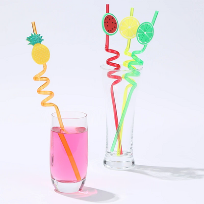 4pcs/pack Fruit Cartoon Party Decoration Straw.