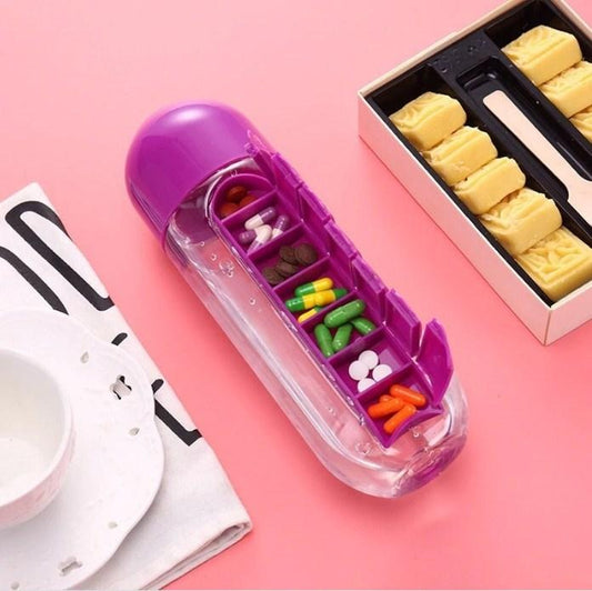 7 Grid Creative Medicine Box with Water Bottle - Budget Mart