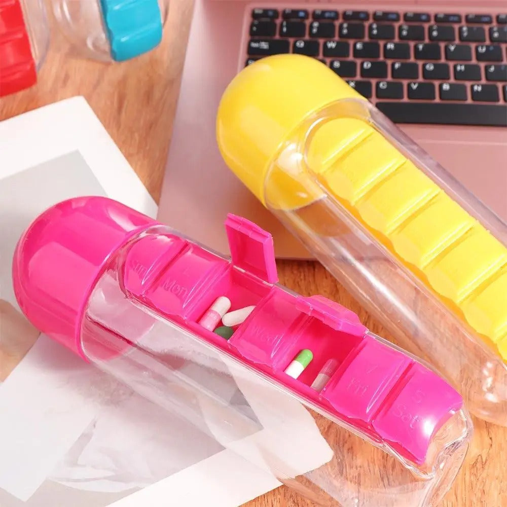 7 Grid Creative Medicine Box with Water Bottle - Budget Mart