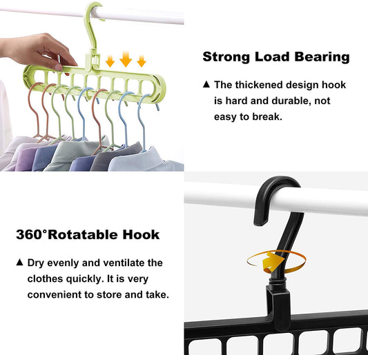 9 Hole Magic Rotating Hanger | Smart Cloth Organizer - Budget Mart