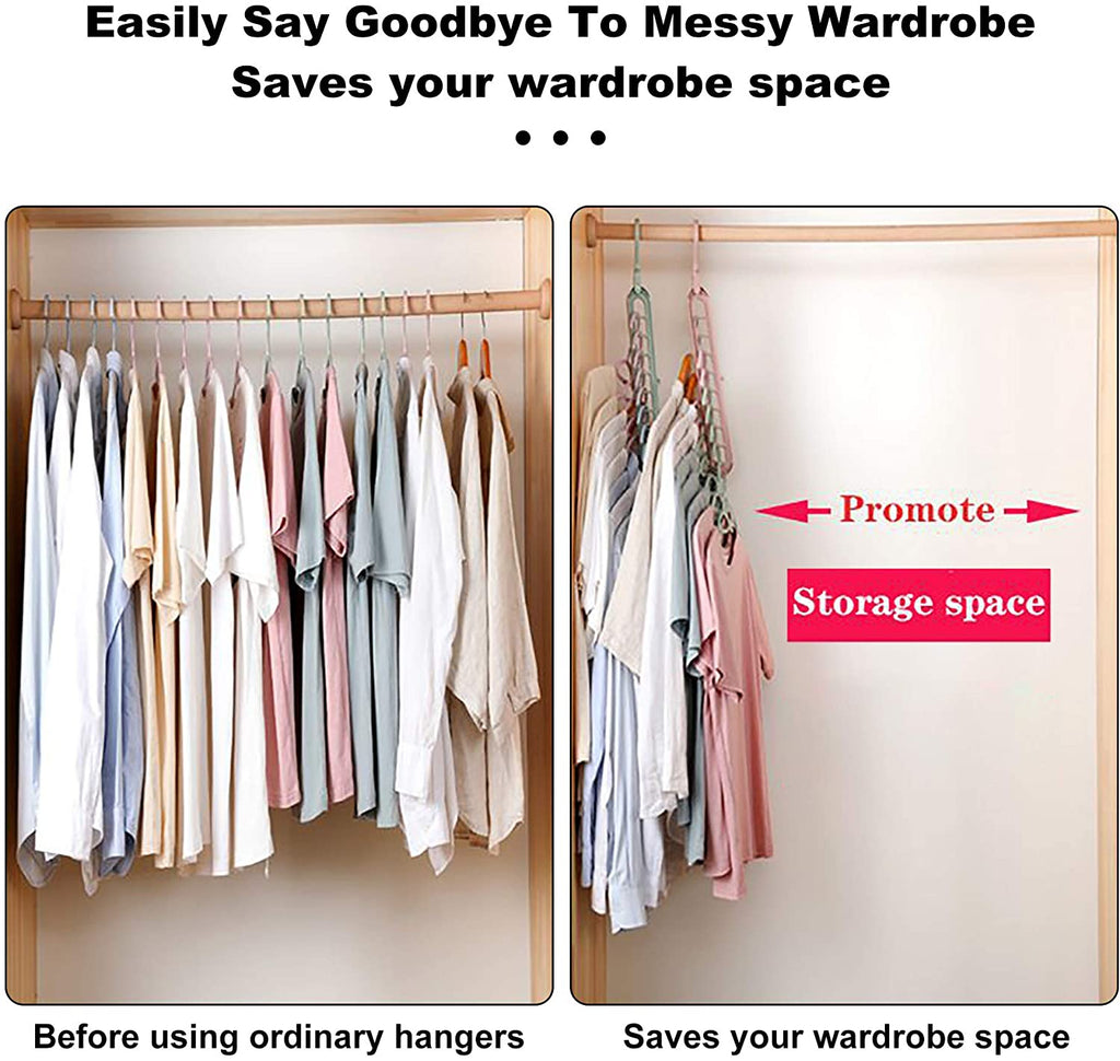 9 Hole Magic Rotating Hanger | Smart Cloth Organizer - Budget Mart