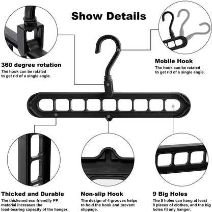 9 Hole Magic Rotating Hanger | Smart Cloth Organizer - Budget Mart