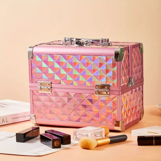 Diamond-Pattern Cosmetic Organizer (Password Lock) - Budget Mart