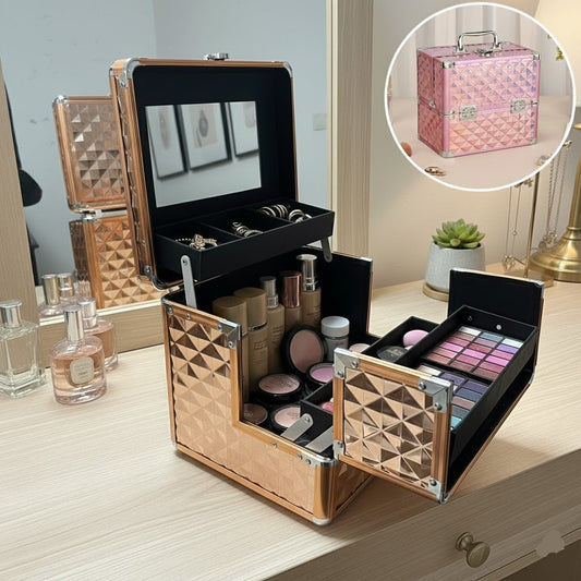 Diamond-Pattern Cosmetic Organizer (Password Lock) - Budget Mart