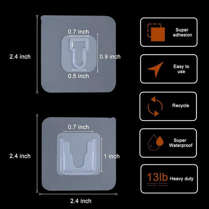 Double Sided Adhesive Wall Hooks (Pack of 10)