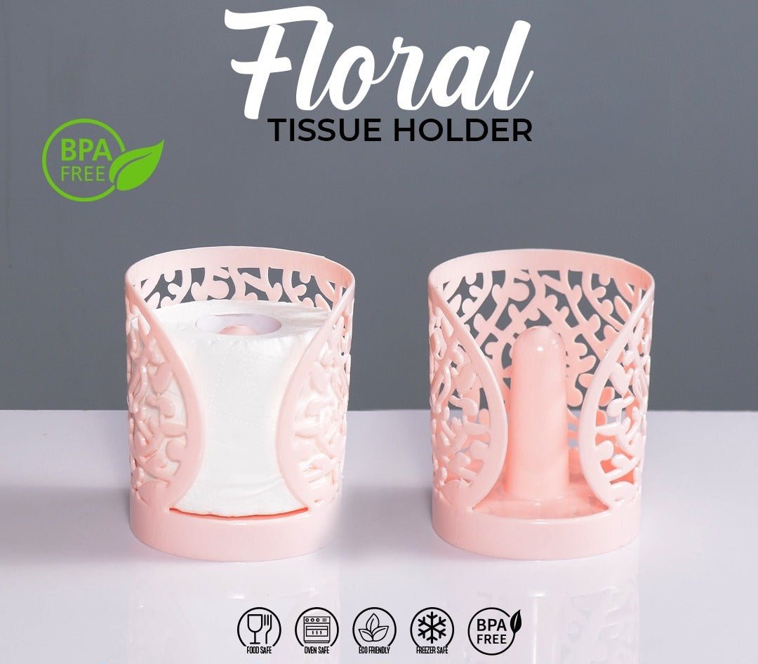 Flower Design Tissue Roll Paper Holder. - Budget Mart