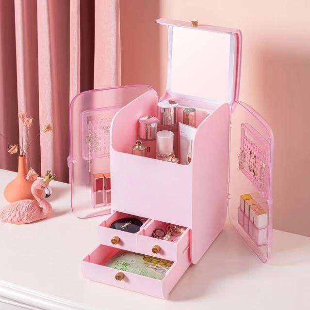 Large Jewellry & Cosmetic Organizer with LED Mirror - Budget Mart