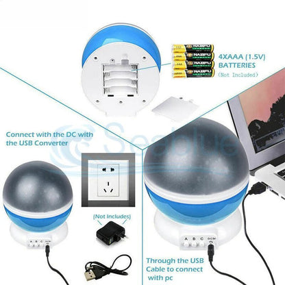 LED Rotating Starry Sky Star Master USB Projector Lamp. - Budget Mart