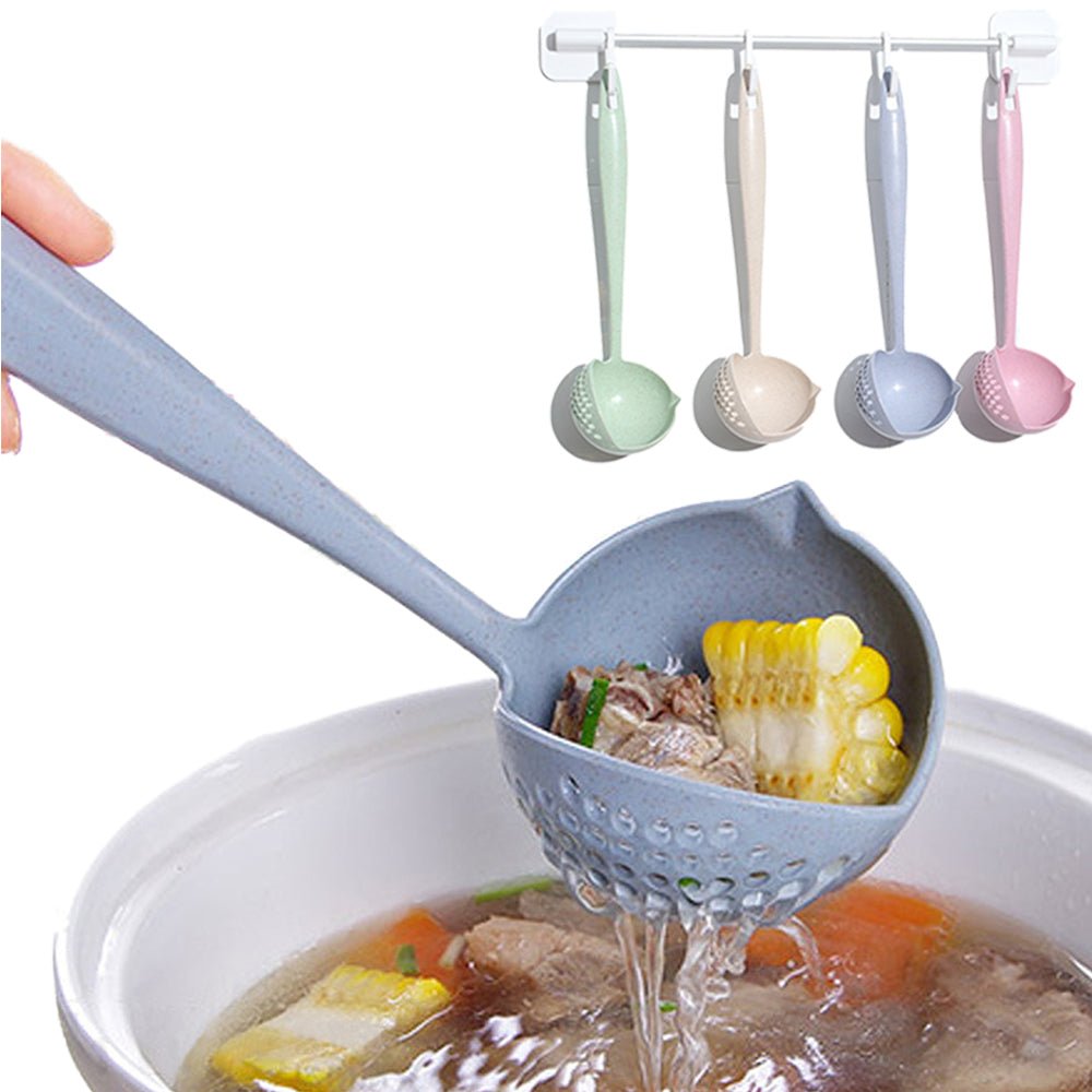 Long Handle 2 In 1 Cooking Colander Slotted Spoon. - Budget Mart