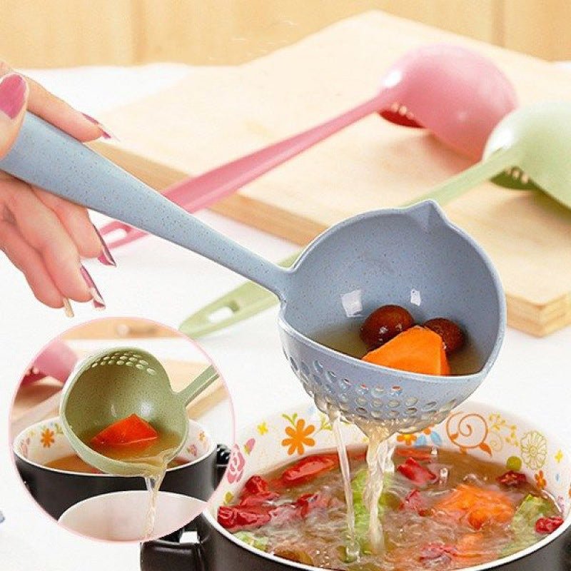 Long Handle 2 In 1 Cooking Colander Slotted Spoon. - Budget Mart