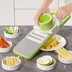 Multifunctional vegetable slicer by Budget Mart with multiple blades and a sturdy design for efficient food preparation.