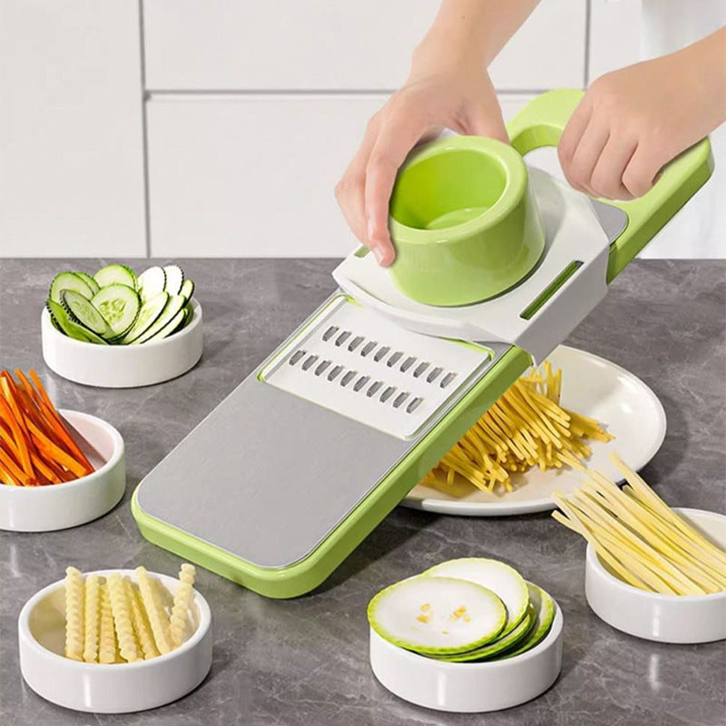 Multifunctional vegetable slicer by Budget Mart with multiple blades and a sturdy design for efficient food preparation.