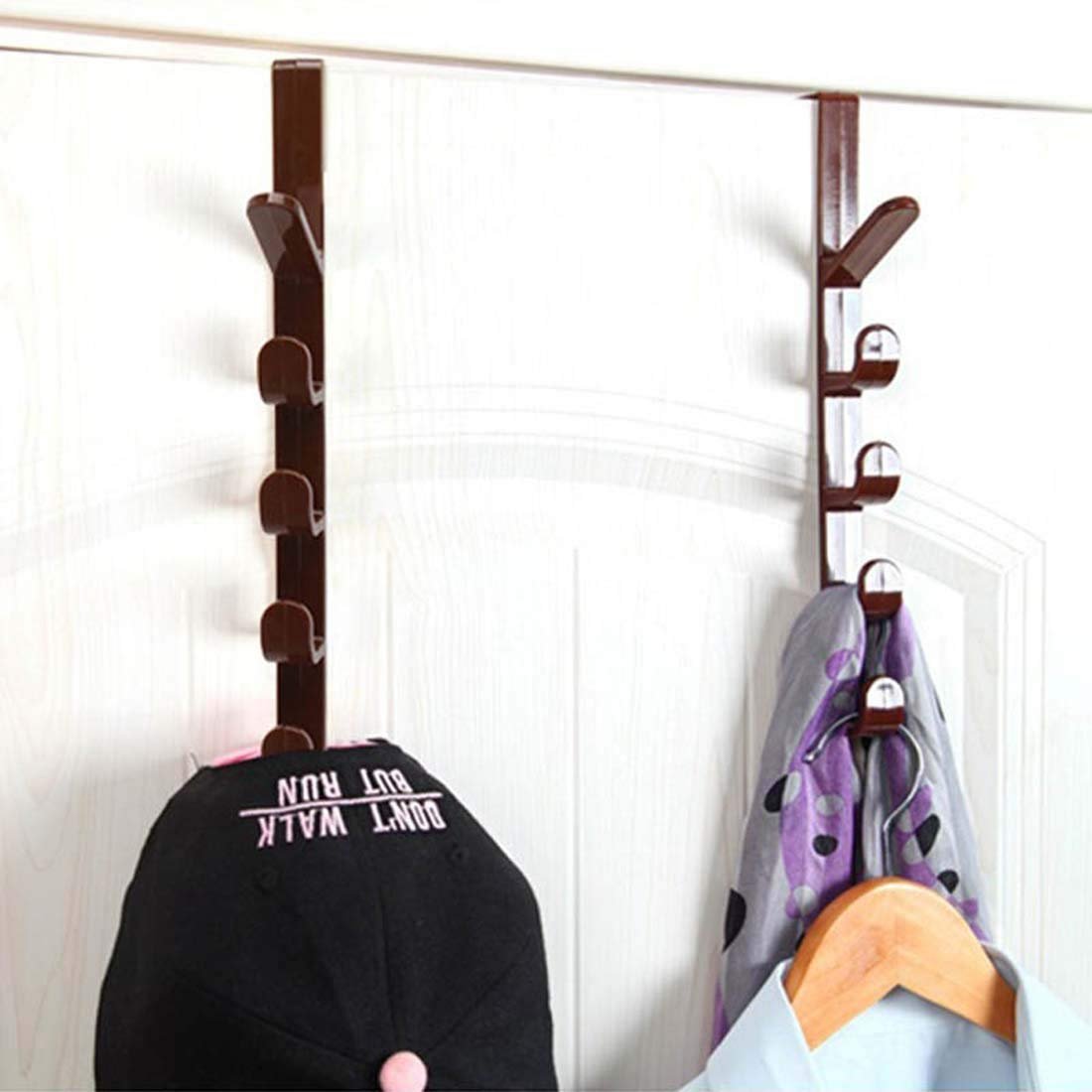 Over The Door Organizer Hanger Rack Coats Caps Clothes Holder with 5 Hooks - Budget Mart
