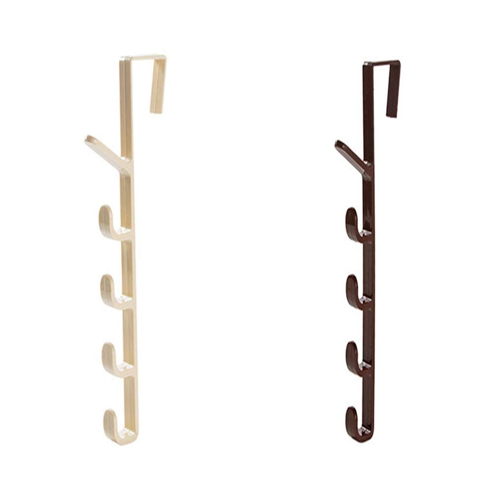 Over The Door Organizer Hanger Rack Coats Caps Clothes Holder with 5 Hooks - Budget Mart