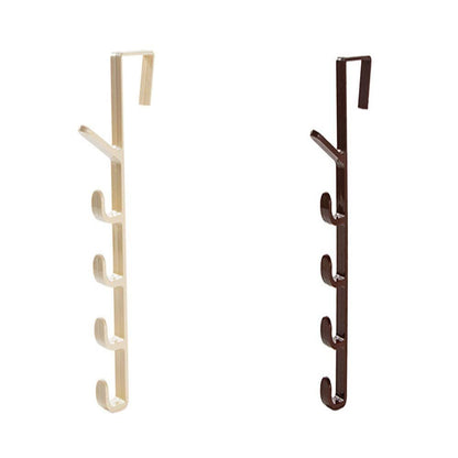 Over The Door Organizer Hanger Rack Coats Caps Clothes Holder with 5 Hooks - Budget Mart