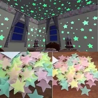 Pack of 100 - 3D Luminous Glowing Stars - Pink Color - Budget Mart