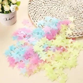Pack of 100 - 3D Luminous Glowing Stars - Pink Color - Budget Mart