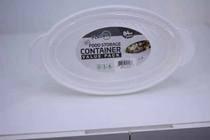 Pack of 2 Budget Mart food storage containers, clear boxes with lids, each holding 2500ml for kitchen organization.