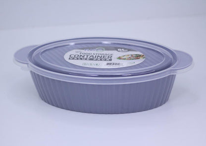 Pack of 2 Budget Mart food storage containers, 2500ml each, with clear lids and airtight seals for food preservation.