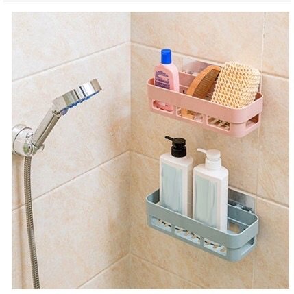 Plastic Storage Rack Self Adhesive Wall Storage Toilet Organizer - Budget Mart
