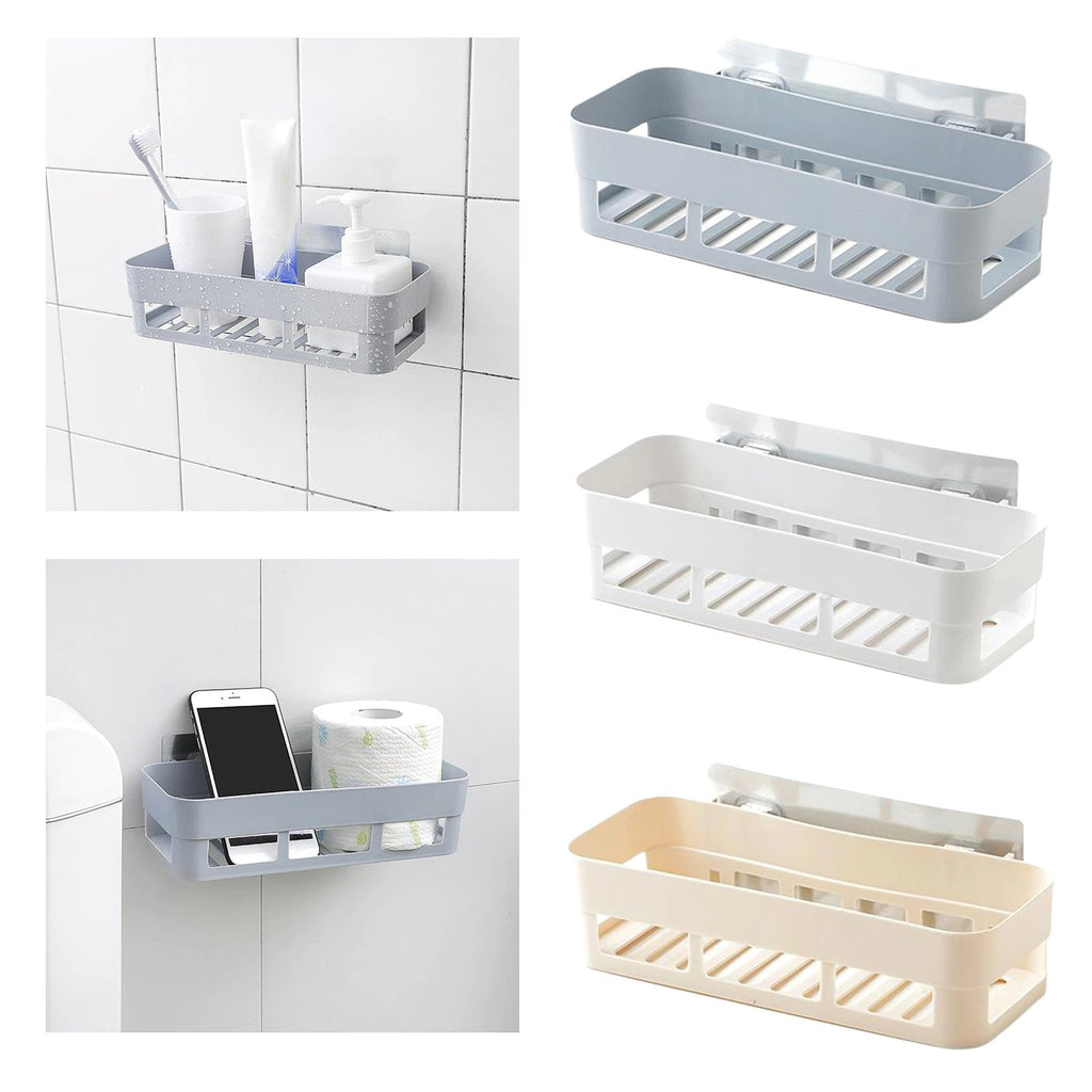 Plastic Storage Rack Self Adhesive Wall Storage Toilet Organizer - Budget Mart