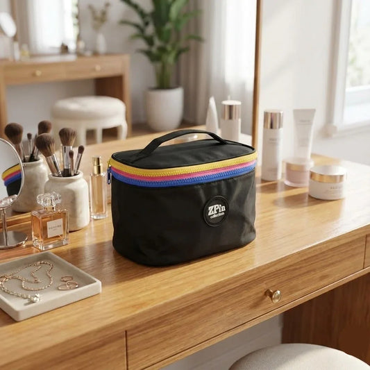 Portable Golden Makeup & Cosmetic Bags - Budget Mart