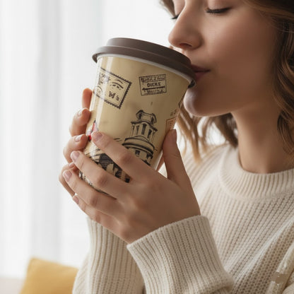 Printed Coffee Mug with Silicon Lid